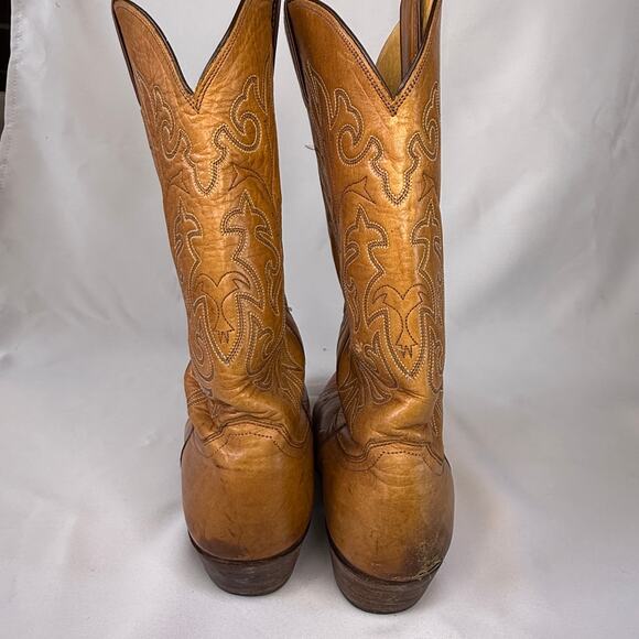 Vintage Justin Style 2521 Honey Tan Leather Cowboy Boots - Men\'s Size 10 D main image 5